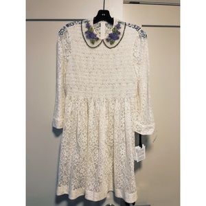 Red Valentino Collared Lace Mini Dress